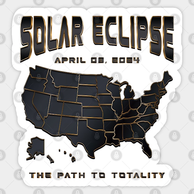 Totality Solar Eclipse 2024 - USA Sticker by Whimsical Thinker